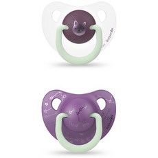 suavinex Day & Night 夜光面是矽 2p, 第2階段(6~18個月), Purple Cat, 2入