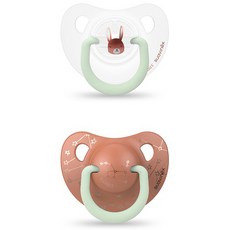 suavinex Day & Night 夜光面是矽 2p, 第1階段(0~6個月), Orange Rabbit, 2入