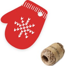 indigoshop 聖誕針織連指手套標籤 150入+麻繩 10m, 1組, 紅色