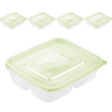 COOK&LOCK 4格方形保鮮盒 淺綠色, 5個, 保鮮盒 1250ml