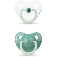 suavinex Day & Night 夜光面是矽 2p, 第1階段(0~6個月), Green Bear, 2入