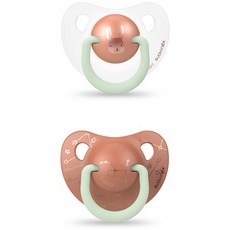 suavinex Day & Night 夜光面是矽 2p, 第2階段(6~18個月), Orange Rabbit, 2入