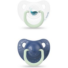 suavinex Day & Night 夜光面是矽 2p, 第1階段(0~6個月), Blue Wale, 2入