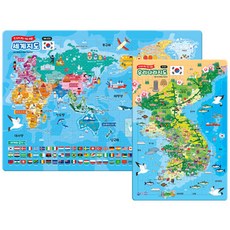 jiwonbook 大型拼圖 世界地圖 + 小型拼圖 韓國地圖 套組