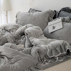 荷葉邊超細纖維冬被, Modern Gray