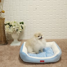 Doogi Pet 寵物超細纖維方形坐墊, 藍色