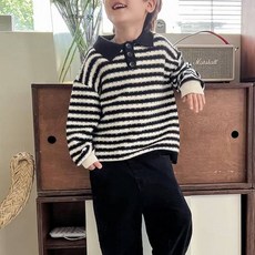 男童款卡布奇諾橫條紋針織衣 CCV59GNT650