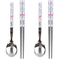 米菲兔兒童湯匙筷子餐具組, 湯匙 2p + 筷子 2p, 混合顏色