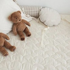 쁘리엘르 유아용 슈가 워싱 고밀도 누비 순면 방수패드, 아이보리, 1개