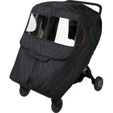wowbaby 雙人童車絎縫豪華防寒罩, 黑色, 1入