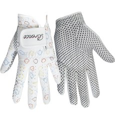 BRENCE 女性用愛心B設計矽膠高爾夫手套 雙手用, 白色, 1套