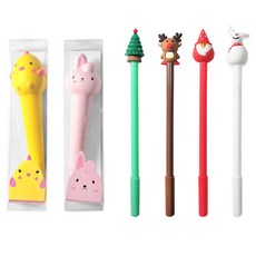 軟軟QQ舒壓中性筆 2入 + 聖誕節中性筆 4款組, 隨機出貨(舒壓中性筆), 4款(聖誕節中性筆), 1套