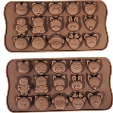 動物園矽膠模具迷你 15 件, 2個, 棕色