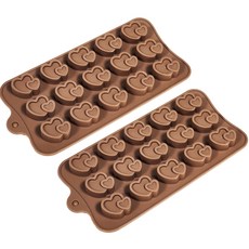 雙心形矽膠模具 迷你 15格, 棕色, 2個