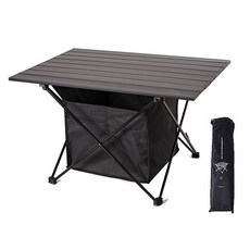 조엘리 알루미늄합금 캠핑 접이식 롤 테이블 S + 그물망 세트, 블랙