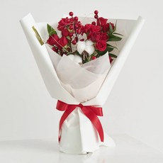 프레시가든 생화 크리스마스 장미 꽃다발, 화이트