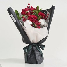 프레시가든 생화 크리스마스 장미 꽃다발, 블랙
