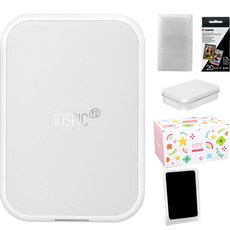 Canon 佳能 Inspic P2迷你照片打印機珠光白+禮盒隨機發貨+相紙20p+照片活頁夾隨機發貨+立式上紙器隨機發貨+鐵盒隨機發貨文件夾套組, PP1003A（照片打印機）