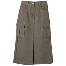 린다샵 커멜브 기모 뒷밴딩 카고포켓 앞트임 롱 스커트 cpsk5016k2a