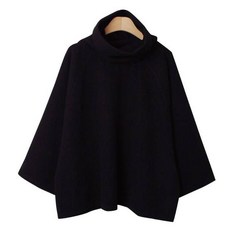 린다샵 여성용 서씨틴 박시핏 판쵸 터틀넥 긴팔 티셔츠 cpt11086k2b