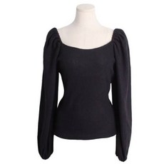 시크블랙 여성용 레디업 스퀘어넥 퍼프 기모 보온 긴팔티 cpt11065k2a