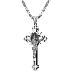 基督耶穌十字架天主教鍊 + PL001 3mm x 60公分項鍊, 鋼, 1個