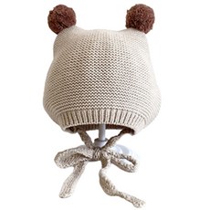 JOY MULTI 嬰兒絨球造型針織綁帶帽