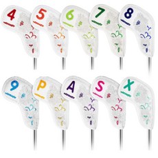 오래 스팽글 골프 가죽 헤드 보호 캡 커버 10종 세트, 화이트, 1개