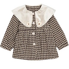女童款花朵格紋絲絨外套 CCV72GCT96