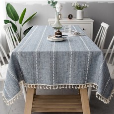 Chris 北歐風格亞麻流蘇餐桌桌巾 蝴蝶條紋, 質感灰, 60 x 60 cm