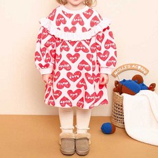 mollimelli 女童可愛愛心刷毛連身裙