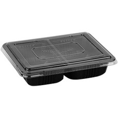 스완 국 찜 탕 도시락 실링 배달 일회 용기 2318 70호 2칸 1000ml x 100p 검정색 + 뚜껑 100p 세트, 100개입, 1세트