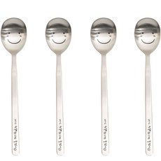 RAONNURI 快樂病毒成人一字型湯匙, 4個, 微笑