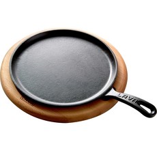 라바 인덕션 무쇠 주물 후라이팬 + 나무받침대 세트, 20cm, 1세트