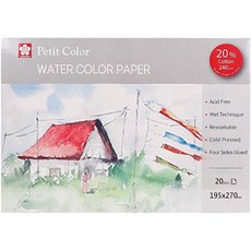 사쿠라 마켓피아 수채화용 네면 인감 접착제 그림 스케치북 02 19.5 x 27 cm, 16절, 20매, 1개