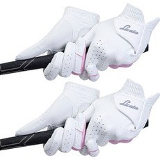 Licata 女性用半羊皮 Solostella 高爾夫手套 雙手用, 白色