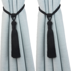 Edenstole 現代棉麻窗簾綁帶, 2個, 黑色