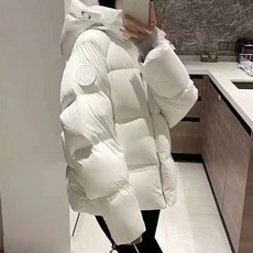 MEICHEL 女款連帽拉鍊口袋半長蓬鬆保暖外套 01784