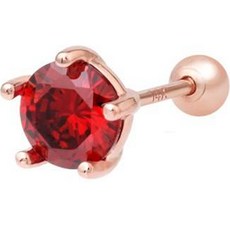 女性用14K 5mm方晶鋯石金針穿式耳環 JK137 單支