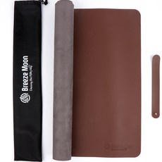 Breezemoon 露營皮革桌布 + 固定帶 + 收納袋, 深棕色