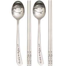 RAONNURI Happy Virus 小可愛餐具組, 單一顏色, 湯匙2入 + 筷子2入, 1個