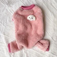 bydamsoomi 狗狗Raum刷毛四腳衣, 粉紅色