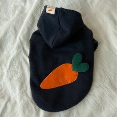 bydamsoomi 狗狗大胡蘿蔔刷毛連帽T恤, 海軍藍