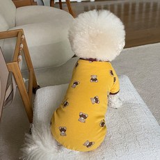 bydamsoomi 狗狗絨球熊連身衣, 芥末黃