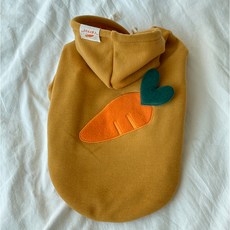 bydamsoomi 狗狗大胡蘿蔔刷毛連帽T恤, 芥末黃