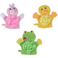 조이멀티 여아용 버블 애니멀캐릭터 유아 목욕장갑, 랜덤발송, 3개