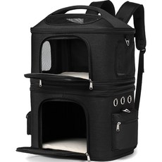 Chilshi 寵物雙層後揹包, 黑色, 1個