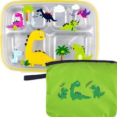 Cool Dino 便當盒套裝, 混合色, 餐盤 + 蓋子 + 袋子