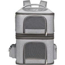 Chilshi 寵物雙層後揹包, 灰色, 1個