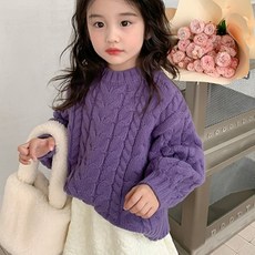 AmbbKids 女童細麻花麻花針織CCV73GNT223